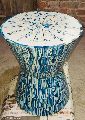 antique blue bone inlay stool