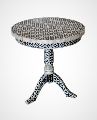Geometric Design Small Mother Of Pearl Inlay Table From Tradnary