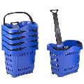 Rectangular Blue Polished plastic shopping trolley basket