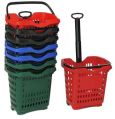 Square Silver GENERIC PLASTIC Plastic Red roller shopping basket
