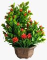 Artificial Plant Bonsai with Orange Flowers & Leaves in Wooden Style Pot