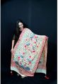 Wool embroidery kalamkari silk shawl
