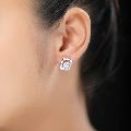 Emerald Solitaire Stud Diamond Earring