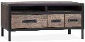 Iron Wooden Rectangular Brown New Polished Mango Wood Iron 3 drawer tv unit