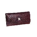 Genuine Leather Bi Fold Brown Printed Rectangular ladies designer leather wallet