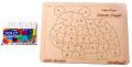 Wooden English Alphabet Hippo Shaped Jigsaw Puzzle