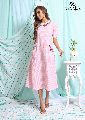PINK STRIPE HAND EMBROIDERY DRESS