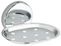 Silver Polished zorba stainless steel oval soap dish