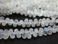 White Rainbow Faceted Teardrop Beads