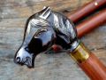 Victorian Solid Brass Antique Horse Designer Handle Vintage Walking Stick Cane