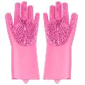 Silicone Rubber Pink Polished silicone cleaning gloves