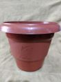 Round Black Brown Plain Polished 7 inch nursery plastic pot