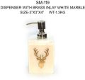White Marble Brass Inlay Soap Dispenser
