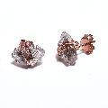 Raw Black Shade Herkimer Diamond 925 Sterling Silver Rose Gold Plated Stud Earrings