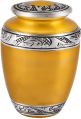 yellow engraved cremation human ashes urns