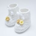 Two flower crochet baby booties