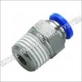 Round Stainless Steel Silver Push Male Connector