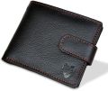 DS Leather Studio Smooth Rectangular Black Bi Fold Printed 100 Gms men textured genuine leather wallet