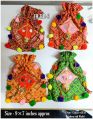 AKSHRA CRAFT CARE CLOTH MULTI Printed natural jute wedding diwali gift pouches potli bag