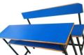Wood Polished Rectangular Blue New 4 seater school bench