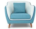 Velentina 1 Seater Sofa Set with Polyester Fabric &amp;amp; Posh Cushions in MoonStone Blue Colour