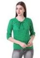 Green Short Sleeve Plain ladies cotton top