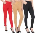 Available in Many Colors Plain ladies premium cotton lycra leggings