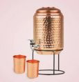 Hammered Copper Water Dispenser Set