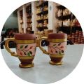 Organic Clay Fine Multi-color terracotta printed coffee mug