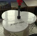 Polished Round White Plain Marble Coffee Table 