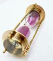 Brass Polished Sand Timer With Compass and Clock