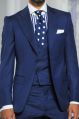 Men Royal Blue Blazer Plain 3 Piece Suit
