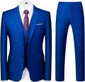 RD Cotton Regular Collar Full Sleeves Stitched Regular Fit Plain royal blue 3 pieces wedding suit