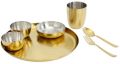 7 Pcs Stainless Steel PVD Gold Round Thali Set