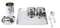Polished Silver 7 pcs stainless steel square thali set