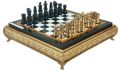 Polished Golden and Black Brass Gold Finish Brass Chess Set