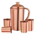 Round Plain copper water 4 glass jug set