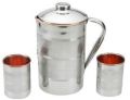 Stainless Steel Copper Water Jug with 2 Glass Set