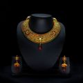 Raw Gold Golden New Gold Plated Traditional Necklace Set
