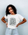 Ladies White Doodle Printed T-Shirt