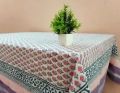 Cotton Square White hand block printed table cover