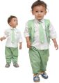 MM779 Green Boys Pant Shirt Jacket Bow Tie Set