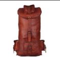 Brown Plain leather shoulder backpack