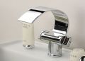 Brass Chrome Finish Waterfall Curve Spout Bathroom Sink Faucet
