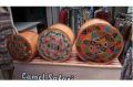Leather Ethnic Round Multi color Handmade Embroidered Pouf Cover
