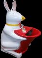 Red trash bucket in rabbit shape
