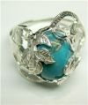 BLUE COPPER MOHAVE TURQUOISE CABOCHON RING