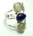 GOLDEN RUTILE AND LAPIS CABOCHON RING