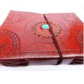 Handmade genuine embossed stone with lock leather notebook
