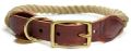 Braided Brown Cotton Rope Dog Collar